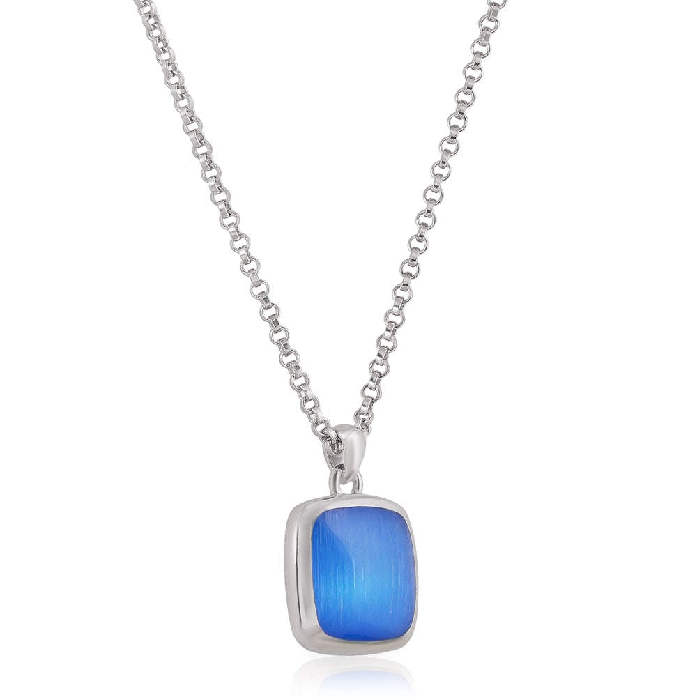 925 Rhodium Plated Classic Blue Cat&