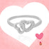 925 Rhodium Plated Contrasting Heart Pair Ring