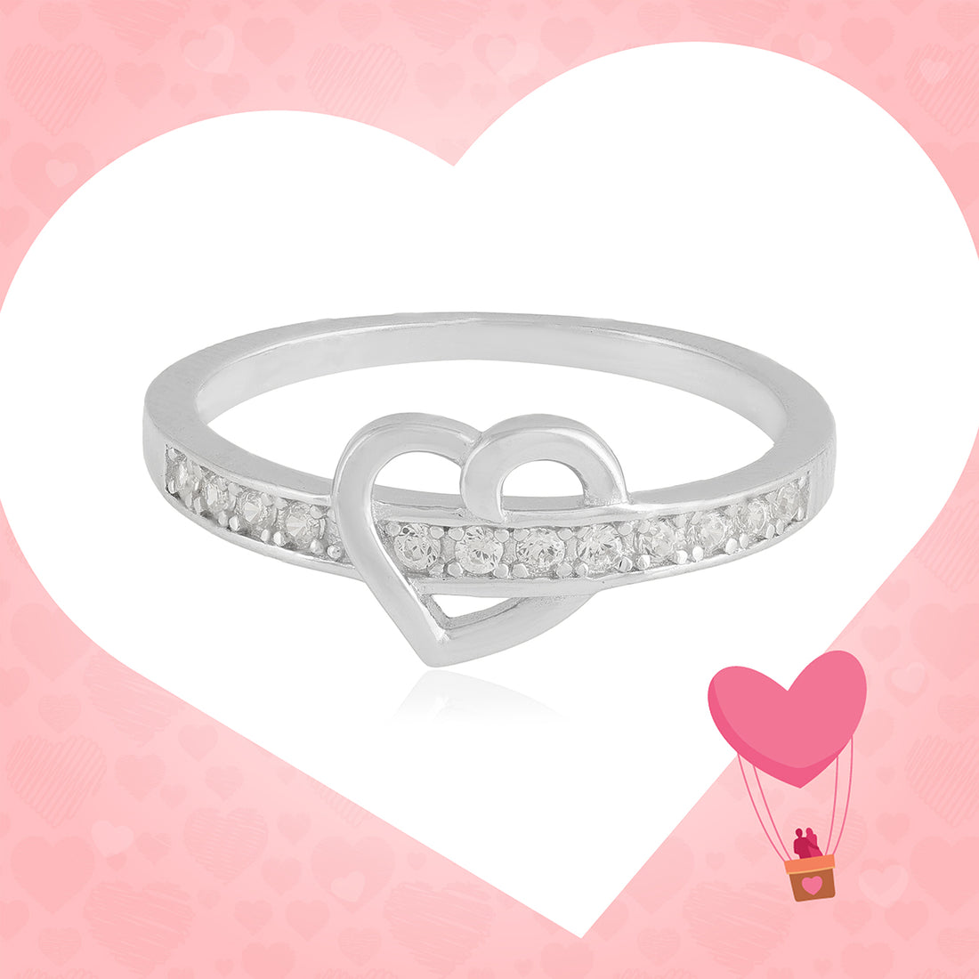 925 Rhodium Plated Heart Within Ring