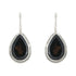 925 Rhodium Plated Pear Shaped Black Stone Swirl Detail Earrings