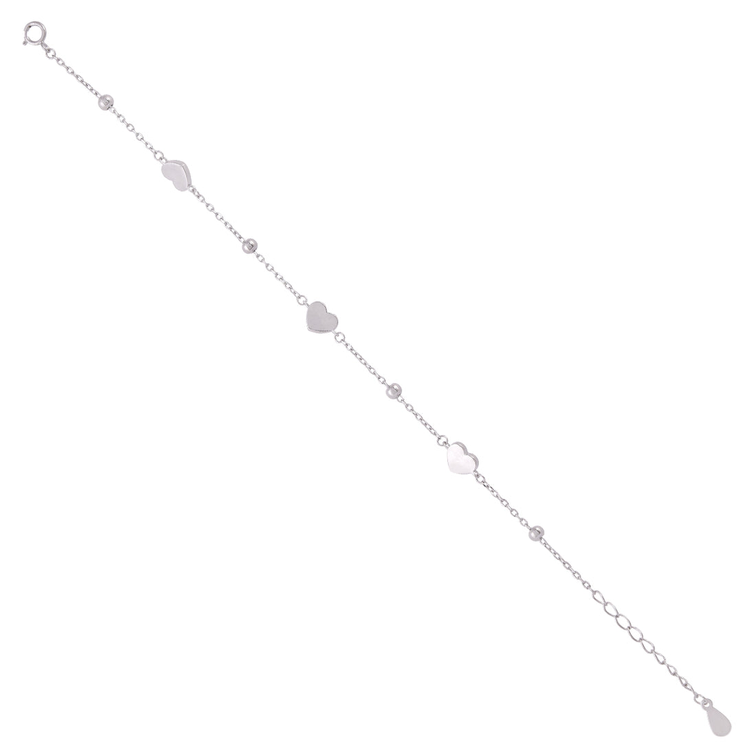 925 Rhodium Plated Quintuple Heart Intricate Link Bracelets