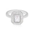 925 Rhodium Plated Sovereign Emearld Cut Ring 
