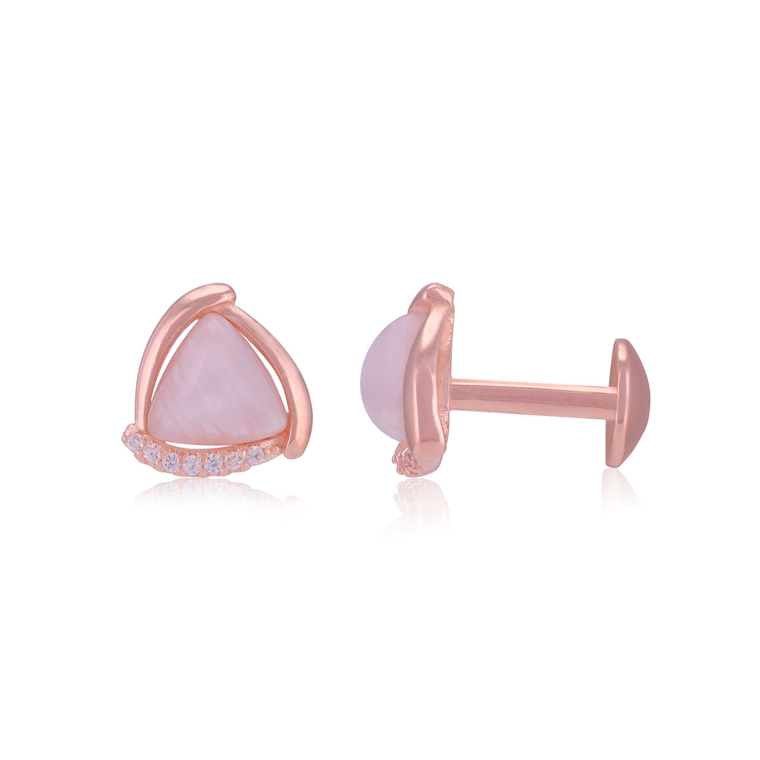 925 Rhodium Sterling Silver Triangle Pearl Earrings For Women
