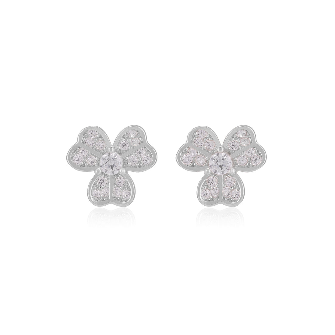 925 Rhodium Sterling Silver Petal Heart Earrings for Women