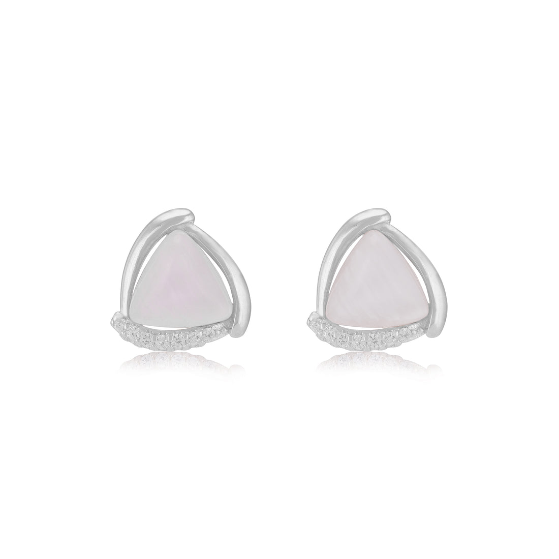 925 Rhodium Sterling Silver Triangle Pearl Earrings For Women