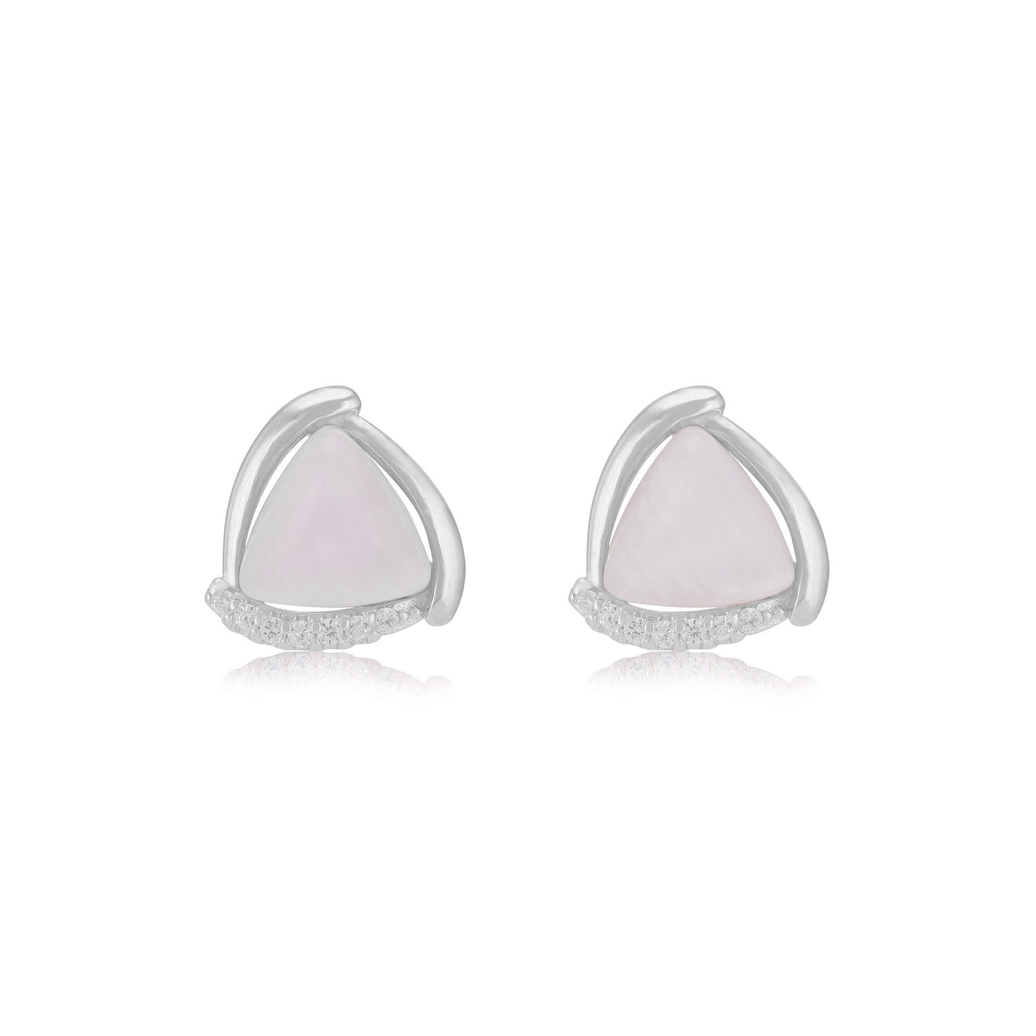 925 Rhodium Sterling Silver Triangle Pearl Earrings For Women
