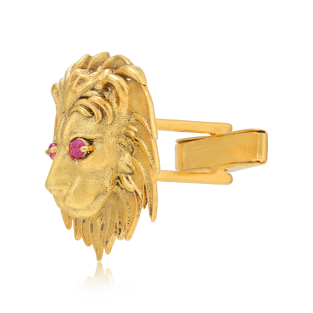 925 Rhodium Vintage Golden Lion Crest Coat Pin 
