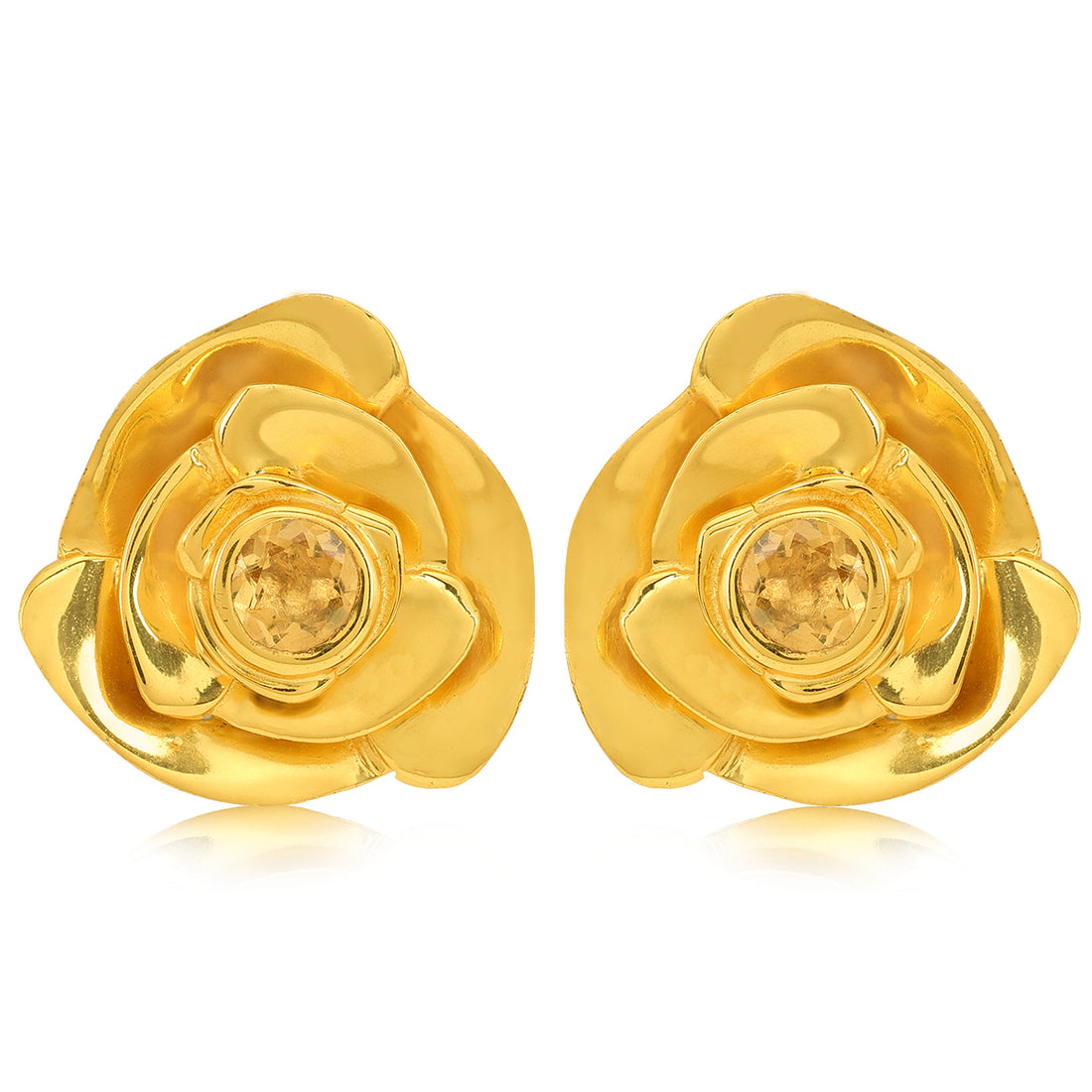925 Rose Flower Gold Plated Silver Stud Earring