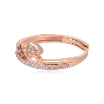 925 Rose Gold Heart Blue Stone Ring 
