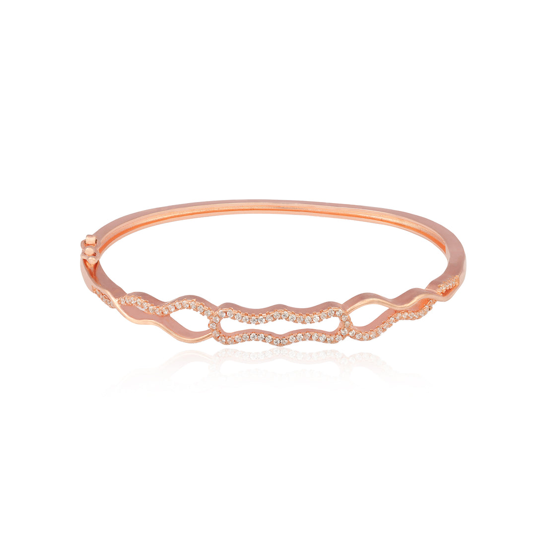 925 Rose Gold Plated Glittery Wave Kada 