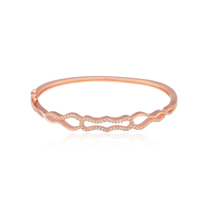 925 Rose Gold Plated Glittery Wave Kada 