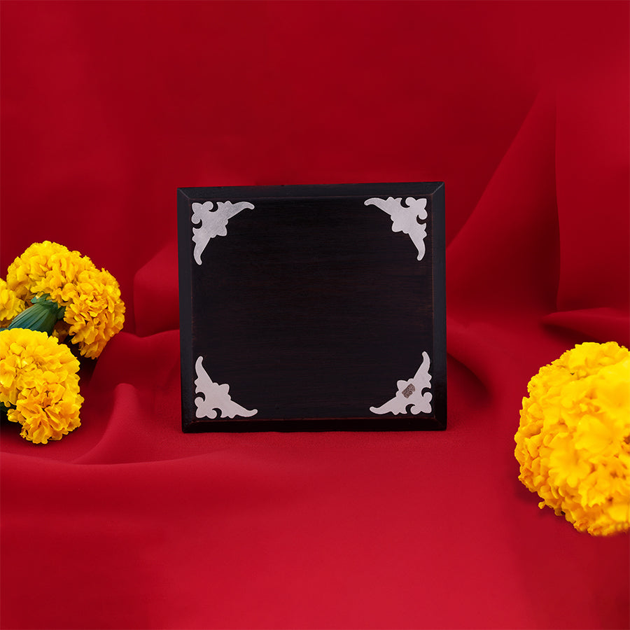 925 Rosewood Square Peeda With Silver Border For Keeping Idols