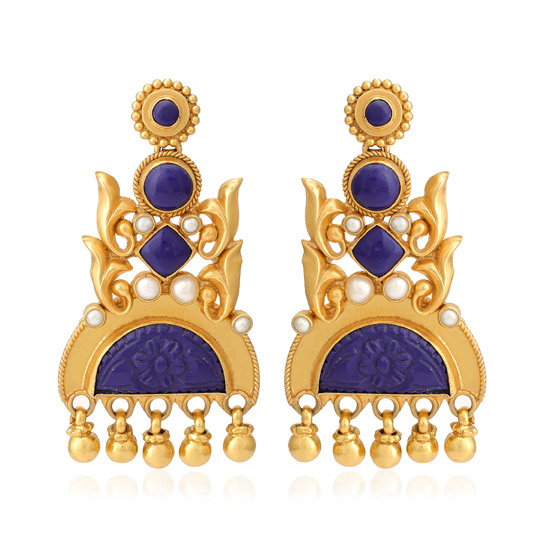 925 Royal Blue Gold Plated Earrings