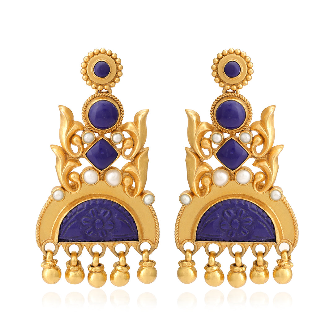 925 Royal Blue Gold Plated Earrings