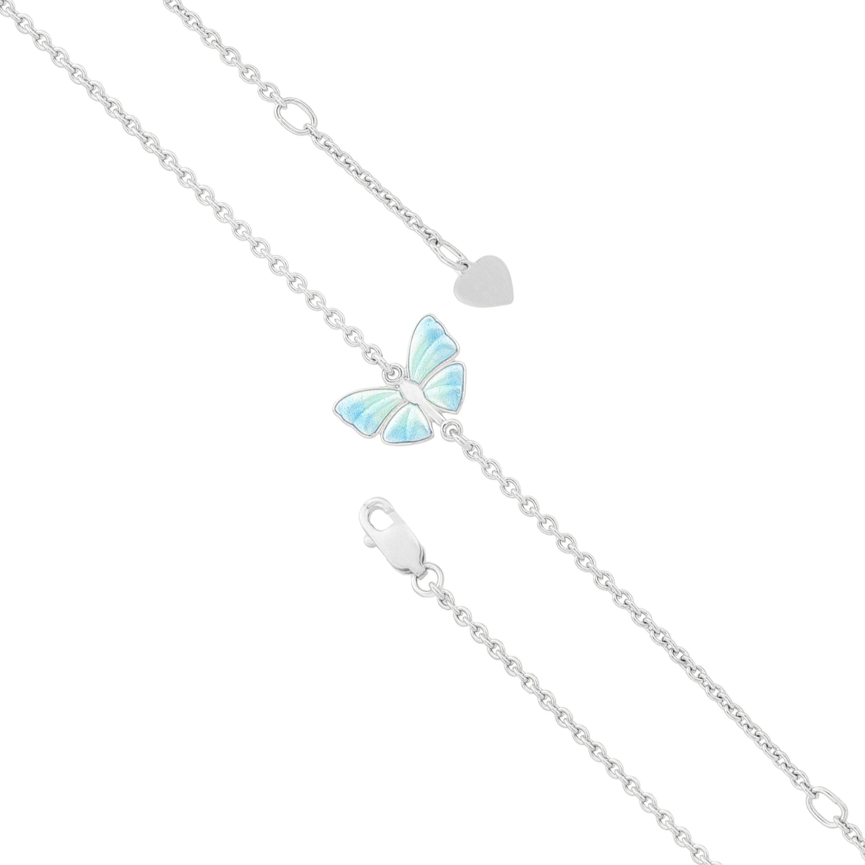 925 Blue Enamel Butterfly Silver Bracelet for Women