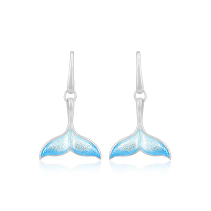 925 Seafarer’s Whale Tail Rhodium Plated Earrings