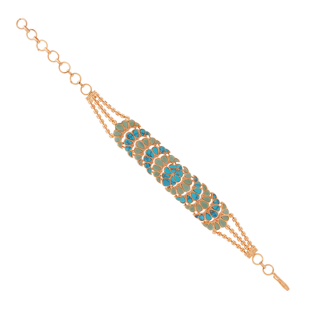 925 Serene Turquoise Sterling Silver Gold Platted Bracelet