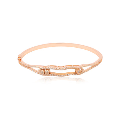 925 Serenity Wave Rose Gold Plated Kada 
