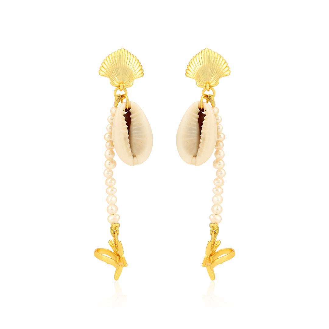 925 Shoreline Pearl Sterling Silver Gold Plated Earring