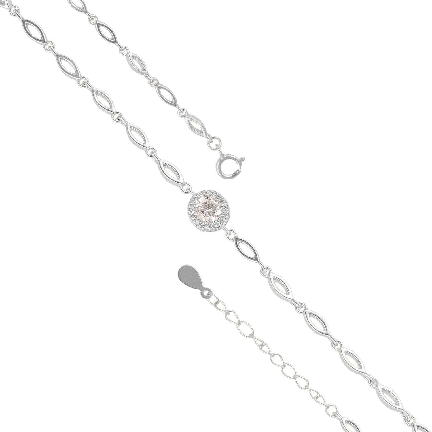 925 Sterling Silver April Month Circle Diamond Birthstone Bracelet For Women