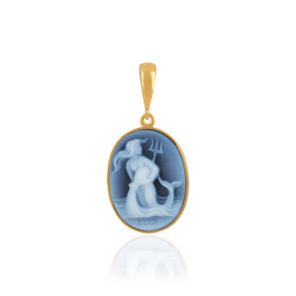 925 Sterling Silver Aquarius Zodiac Agate Gold Plated Pendant for Men and Women