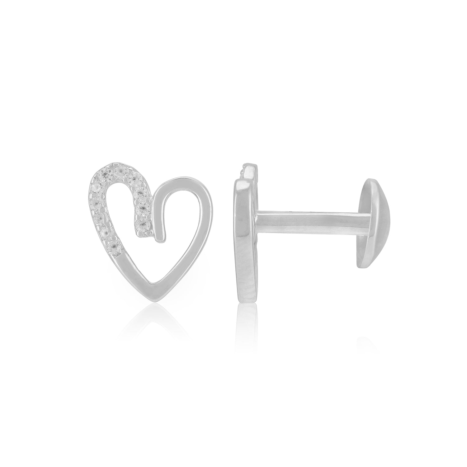 925 Sterling Silver Asymmetric Heart Stone Earrings for Women