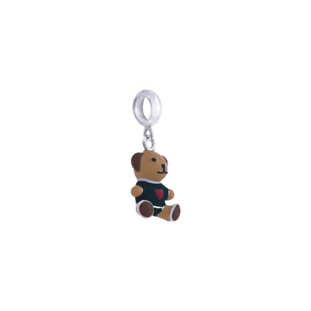 925 Sterling Silver Black Teddy Bear Rhodium Plated Pendant For Kids