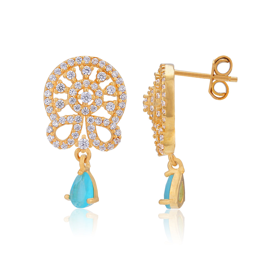 925 Sterling Silver Blue Drop  Sparkling Earring for Women 1