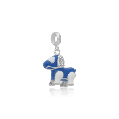 925 Sterling Silver Blue Spy Dog Rhodium Plated Pendant For Kids