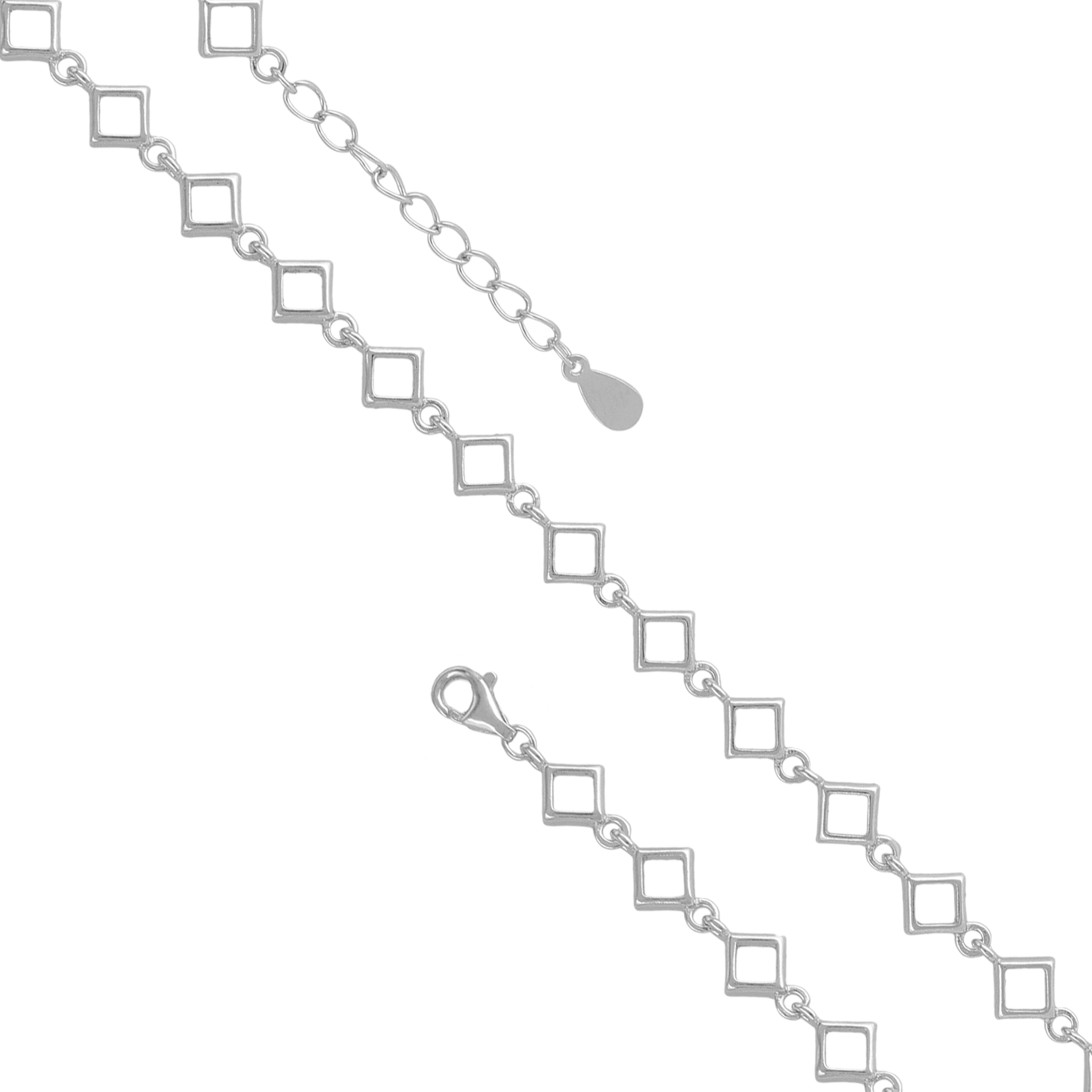 925 Sterling Silver Chic Angles Rhodium Plated Bracelet for Women