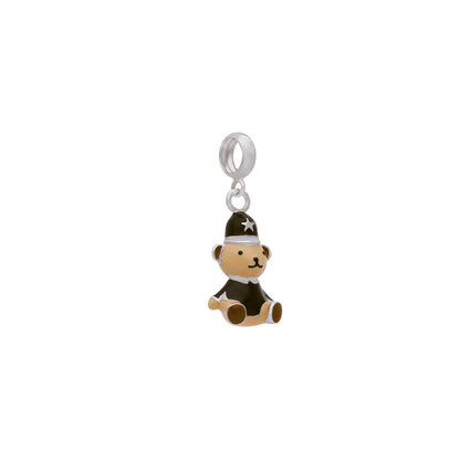 925 Sterling Silver Cop Bear Hero Rhodium Plated Pendant For Kids