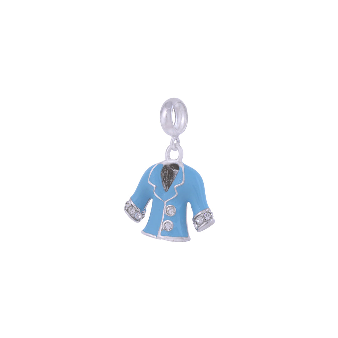 925 Sterling Silver Cozy Blue Coat Rhodium Plated Pendant For Kids