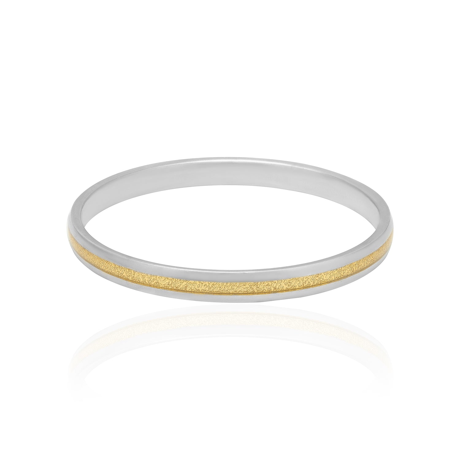 925 Silver Duskline Monarch Yellow Gold Center Kada for Men
