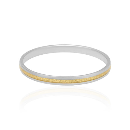 925 Silver Duskline Monarch Yellow Gold Center Kada for Men