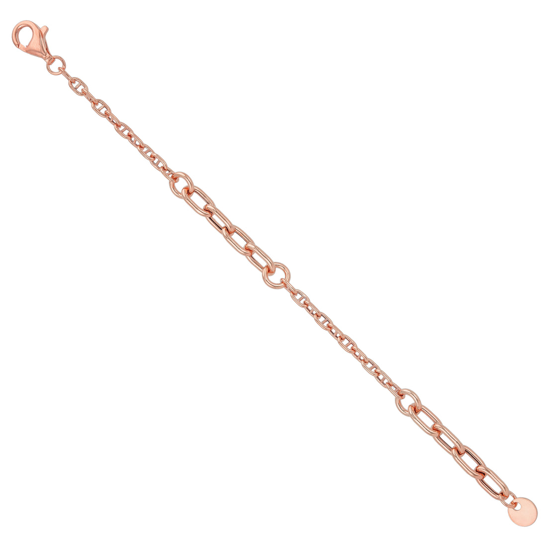 925 Sterling Silver EmberEdge Dual Link Fusion Rose Gold Plated Bracelet for Men