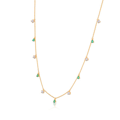 925 Sterling Silver Emerald Green Tear Drops Gold Plated Necklace For Kids