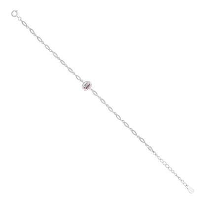 925 Sterling Silver February Month Circle Amethyst Birthstone Bracelet For Women