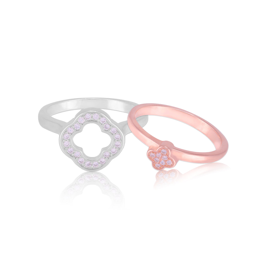 925 Sterling Silver Fleur de Grace Rose Gold Rhodium Plated Versatile Statement Ring for Women