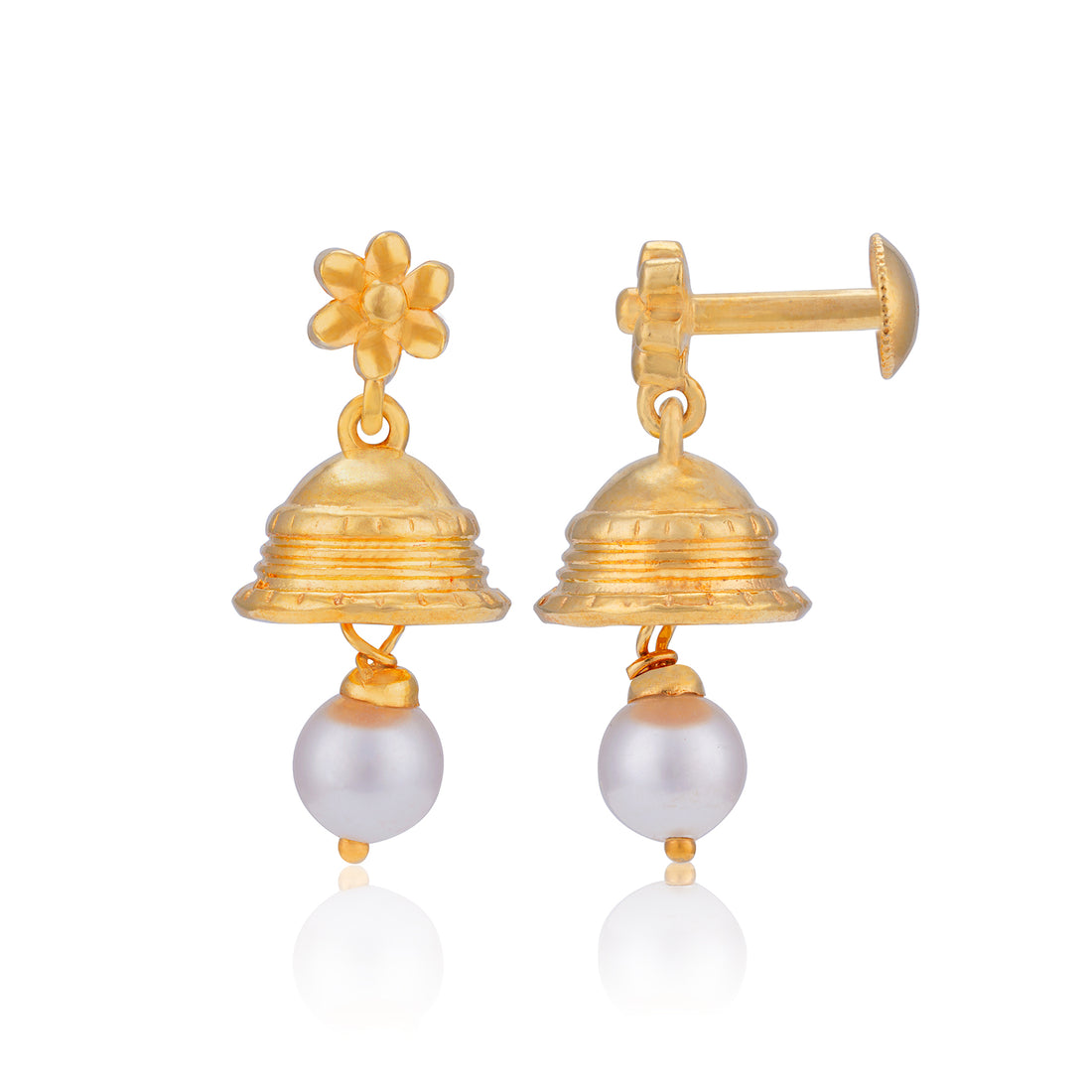 925 Sterling Silver Floral Dome Pearl Drop Earrings for Women