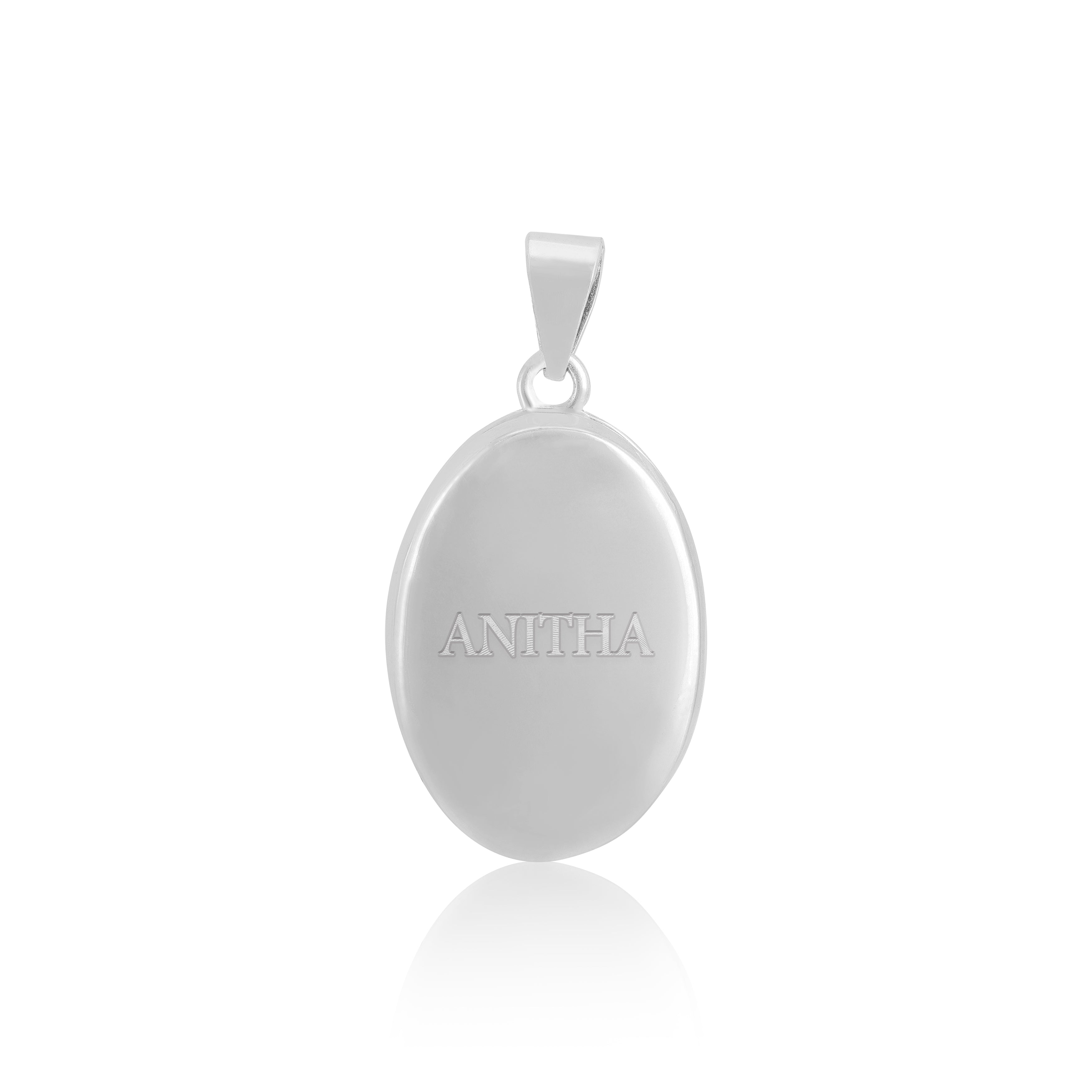 925 Sterling Silver Forever Yours Oval Rhodium Plated Pendant