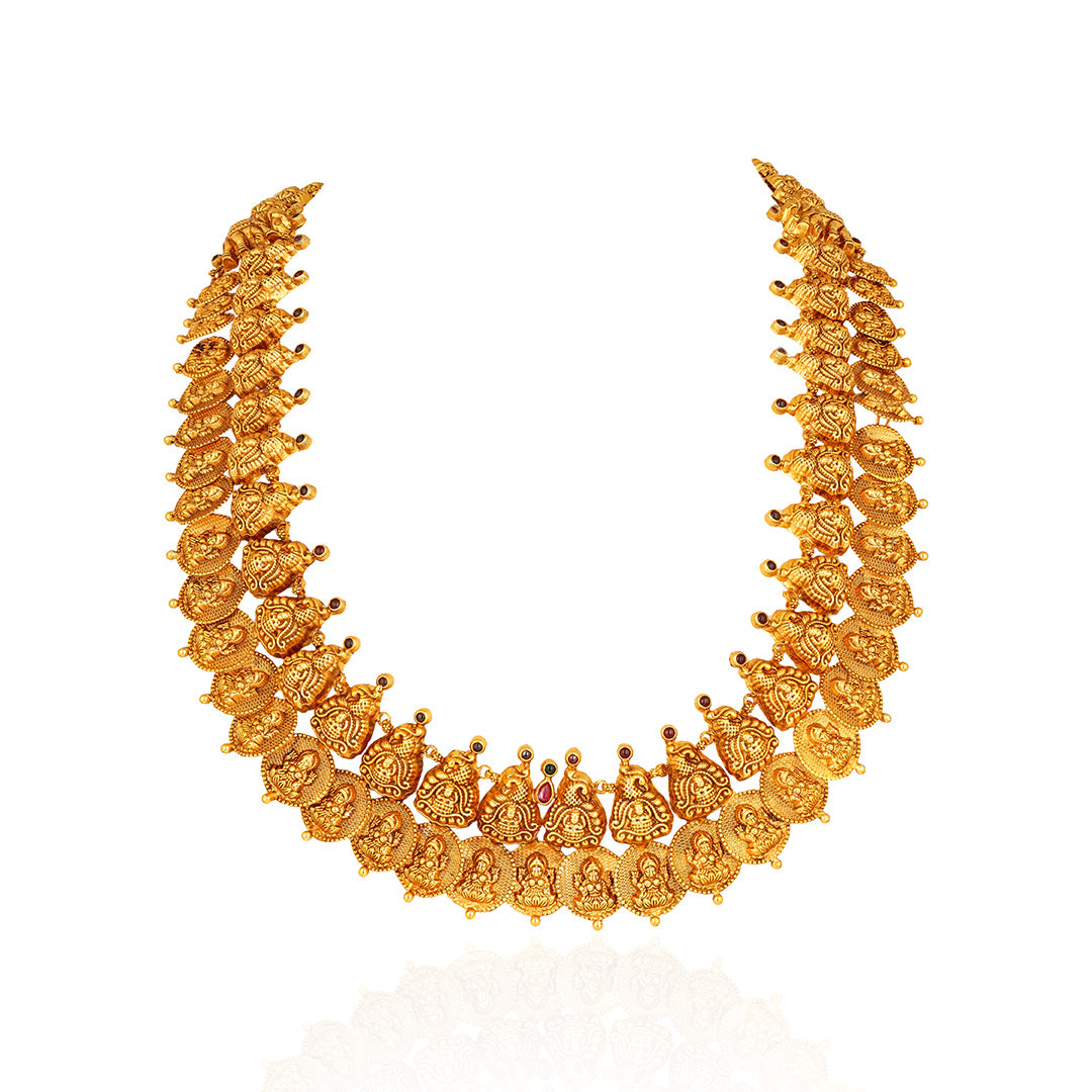 925 Silver Gold Plated Double Layer Kaasumalai Haram for Women