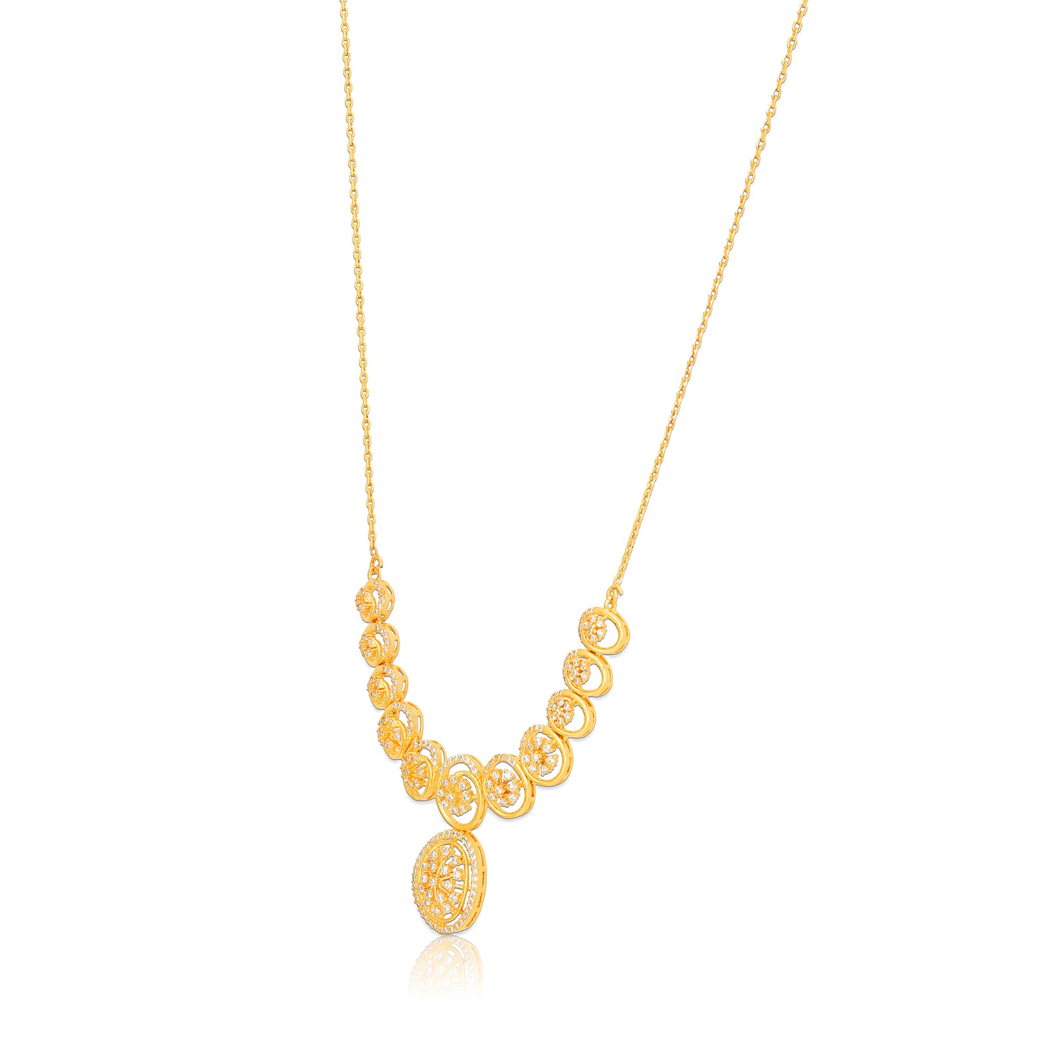 925 Sterling Silver Golden Flora Medallion Necklace for Women