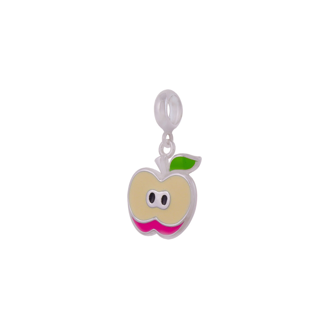 925 Sterling Silver Half Rose Apple Rhodium Plated Pendant For Kids