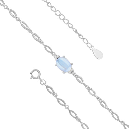 925 Sterling Silver June Month Sqaure Moonstone Birthstone Bracelet For Women