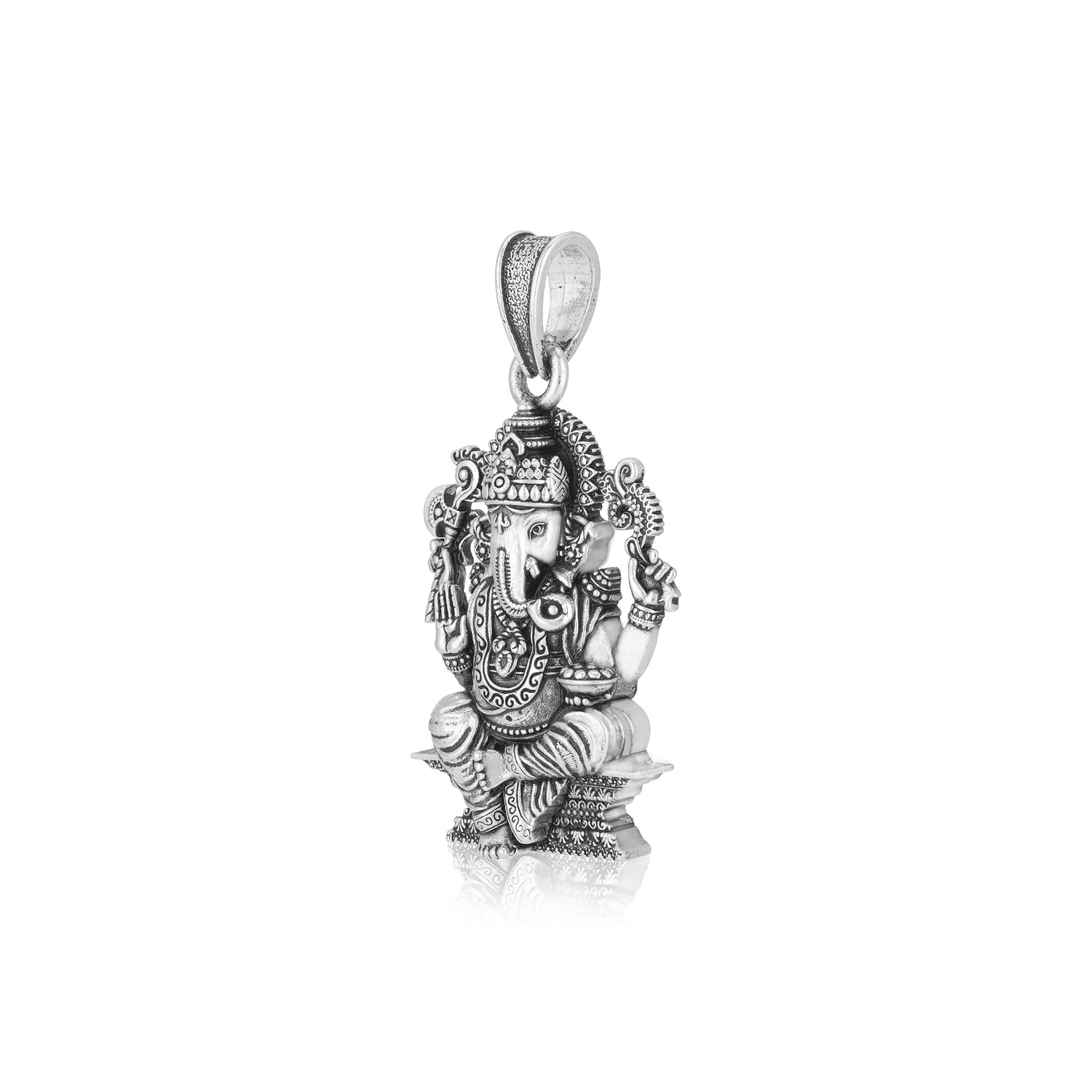 925 Sterling Silver Majestic Vinayaka Oxidised Pendants for Men &amp; Women