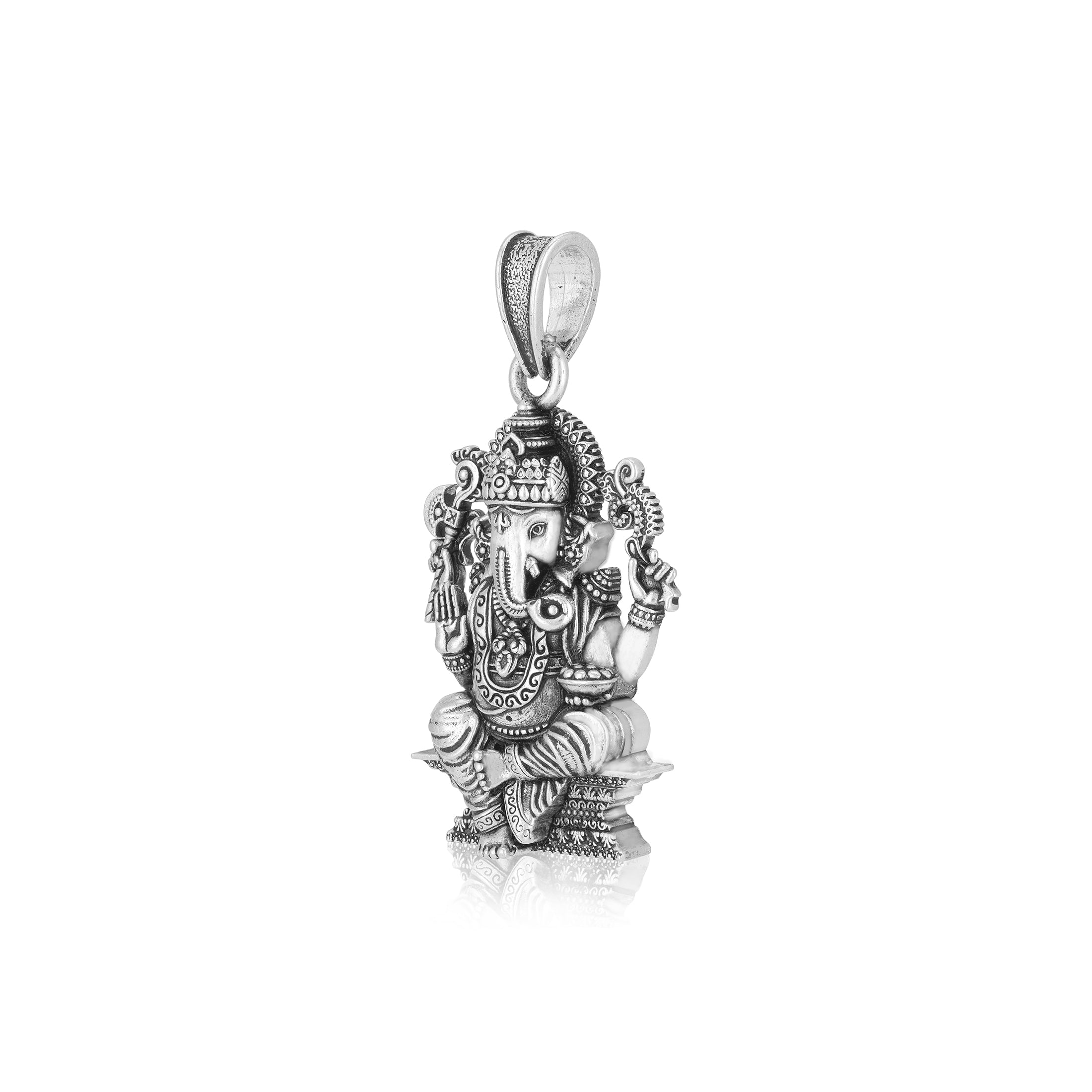 925 Sterling Silver Majestic Vinayaka Oxidised Pendants for Men &amp; Women