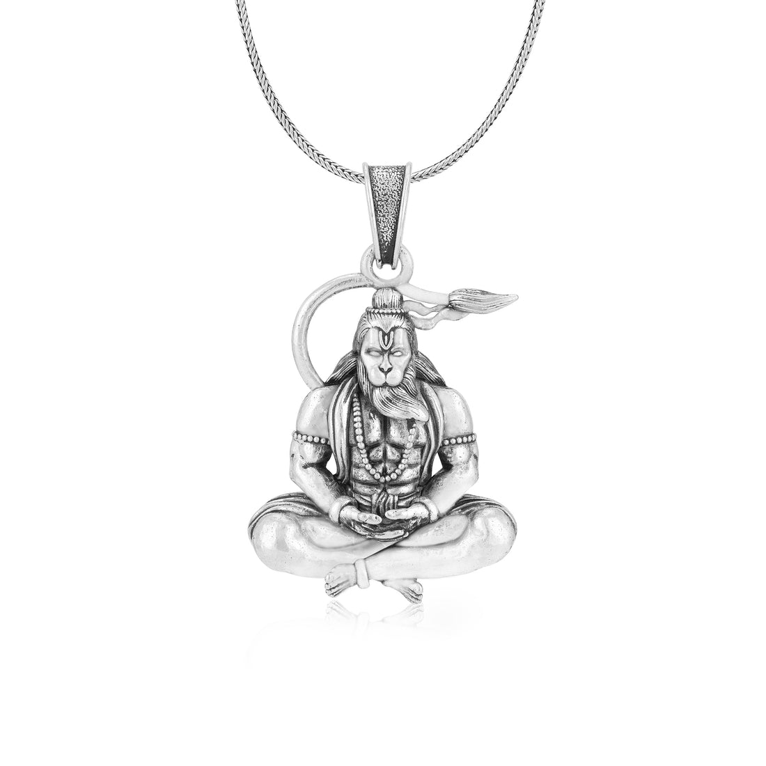 925 Sterling Silver Meditation Lord Hanuman Oxidised Pendants for Men &amp; Women