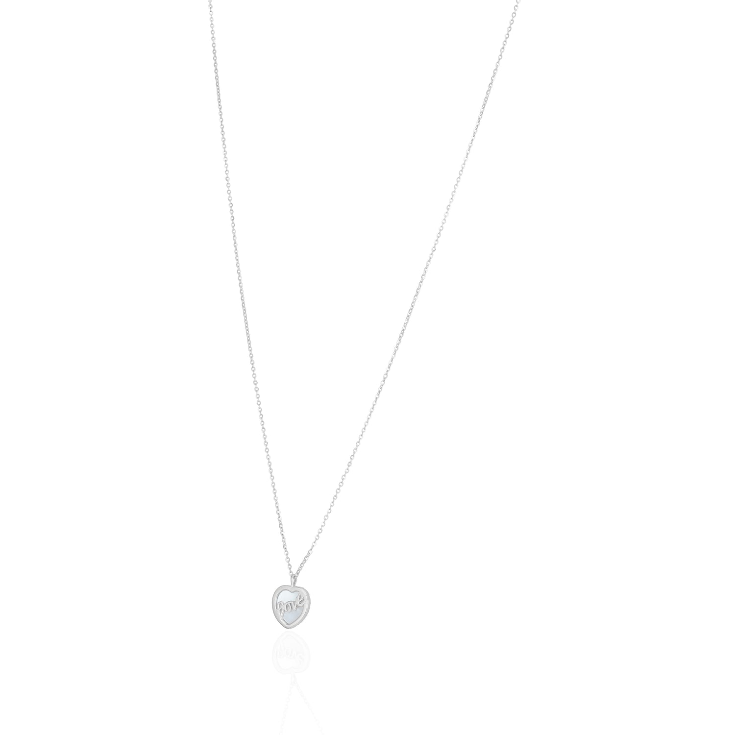 925 Sterling Silver Minimal Love Heart Frame Rhodium Plated Chain Pendant for Women