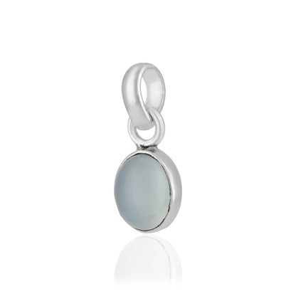 925 Sterling Silver Moonstone Oval Cut Rhodium Plated Pendant For Women