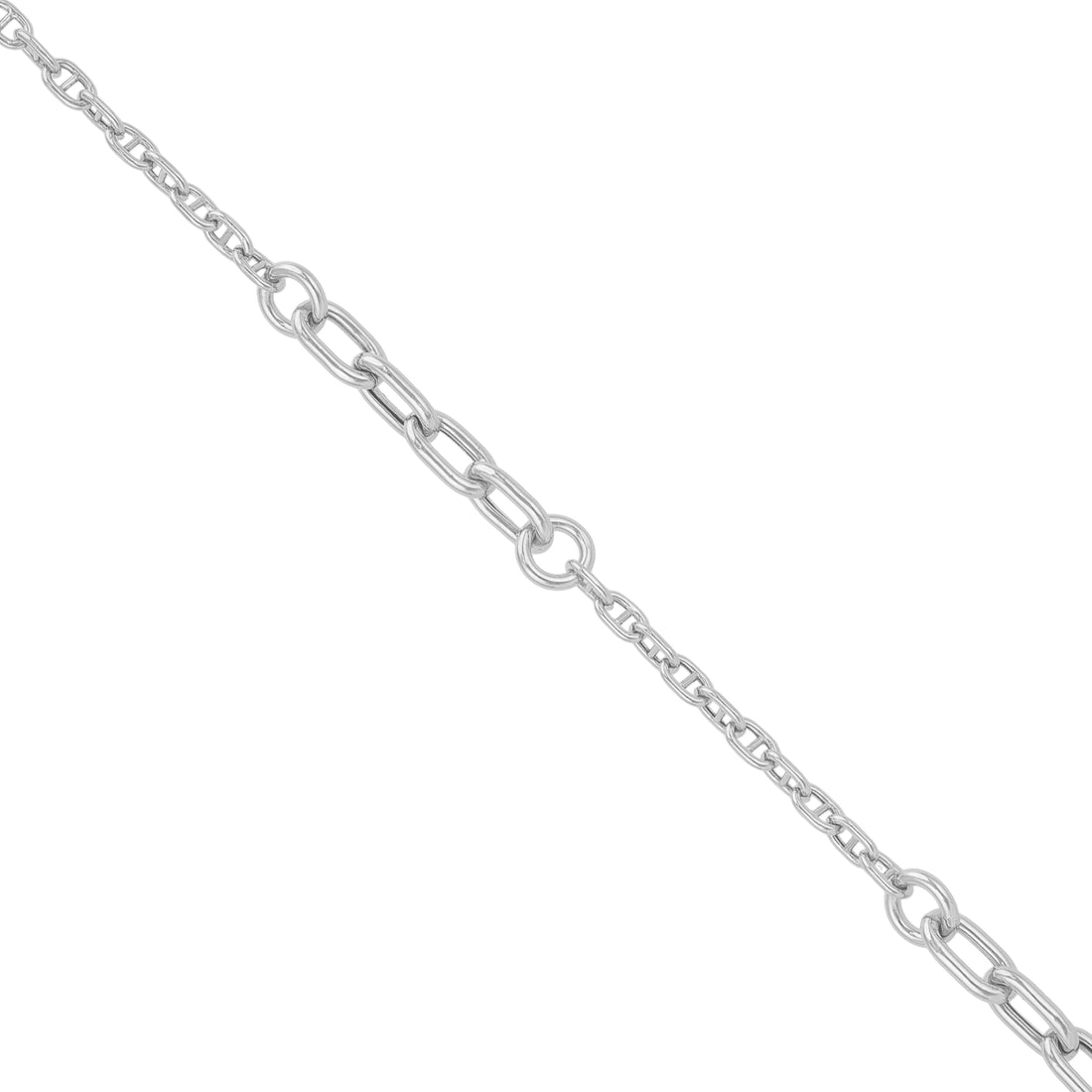 925 Sterling Silver Nexus Oval-Link Rhodium Plated Bracelet for Men